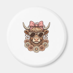 Íman Óculos de sol de vaca das Terras Altas fofos Laço
