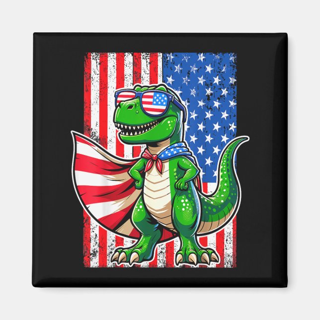 Íman Óculos de sol Dinossauro T-Rex Bandeira dos EUA Pa (Frente)