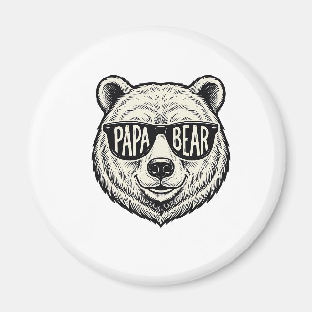 Íman Óculos de sol do Papai Urso Cabeça de Urso Design  (Frente)