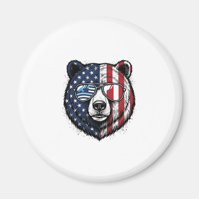 Íman Óculos de Sol do Urso Patriota Camisa Vector Vinta (Frente)