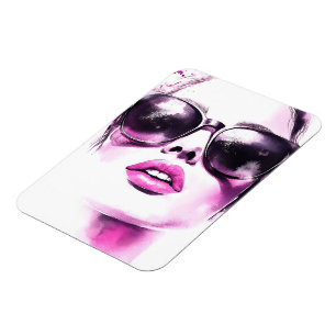Íman Óculos de Sol Femininos de Moda em Aquarela Rosa C
