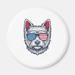 Íman Óculos de sol patrióticos para cães Westie Arte ve