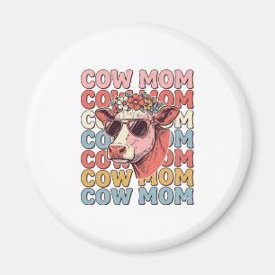 Íman Óculos de Sol Retrô Cow Mom Desenho de Gravura Vin