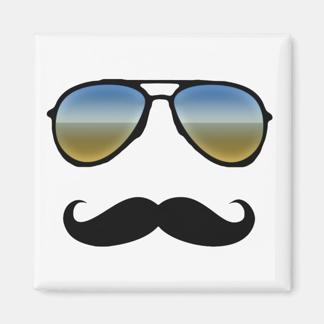 Íman Óculos de sol retro engraçados com bigode (Frente)