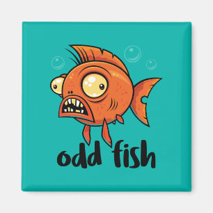Íman Odd Fish Quirky Funny Orange Goldfish Cartoon