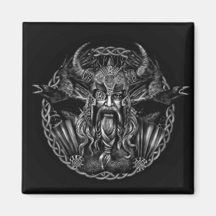 Íman Odin e seus corvos Huginn e Muninn