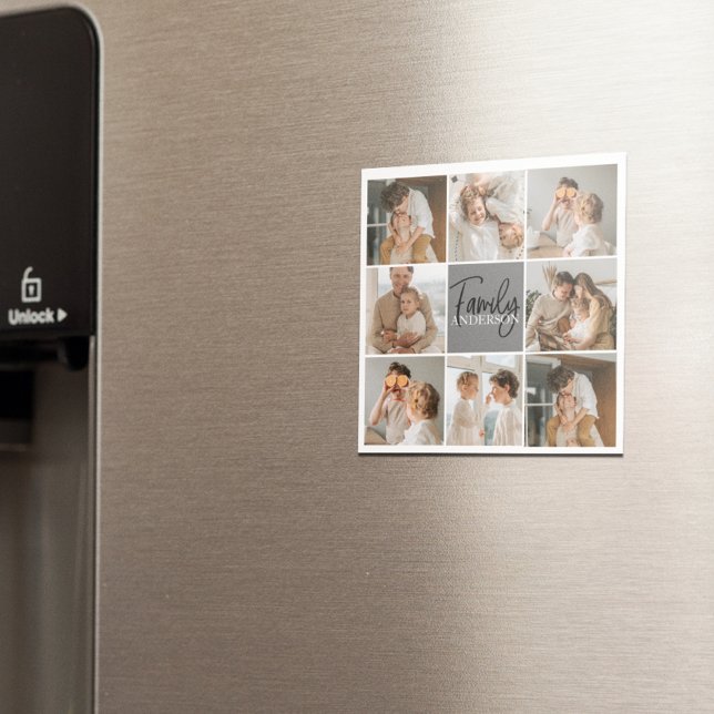 Íman Oferta de Foto de Colagem da Família e Cinza Perso (Criador carregado)