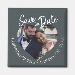 Íman Off-Black Photo Modern Script Save the Date