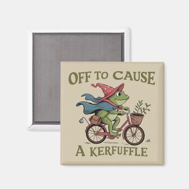 Íman Off to Cause a Kerfuffle Frog Sarcastic Funny Meme (Front/Back)