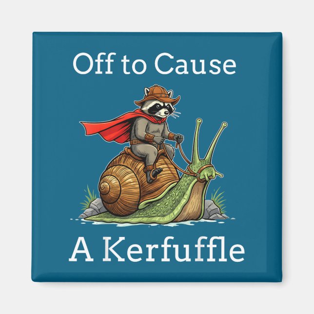 Íman Off To Cause A Kerfuffle Raccoon Whimsical Wizard  (Frente)
