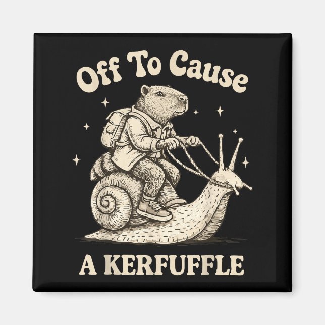 Íman Off to cause a kerfuffle wizard whimsical capybara (Frente)