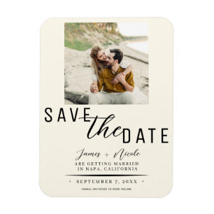 Íman Off White Save the Date Photo Wedding