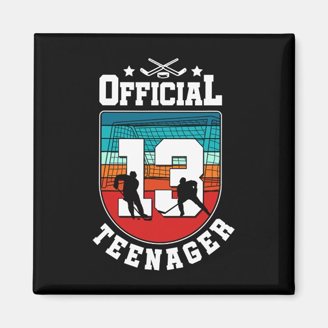 Íman Official Teenager 13th Birthday 13 Year Boy Hockey (Frente)