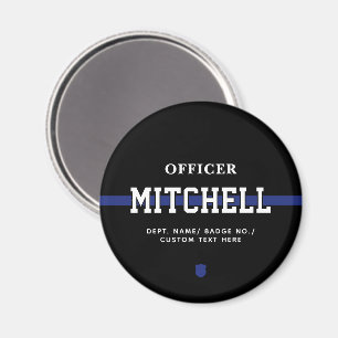 Íman Oficial de Polícia Personalizado Linha Azul Fino
