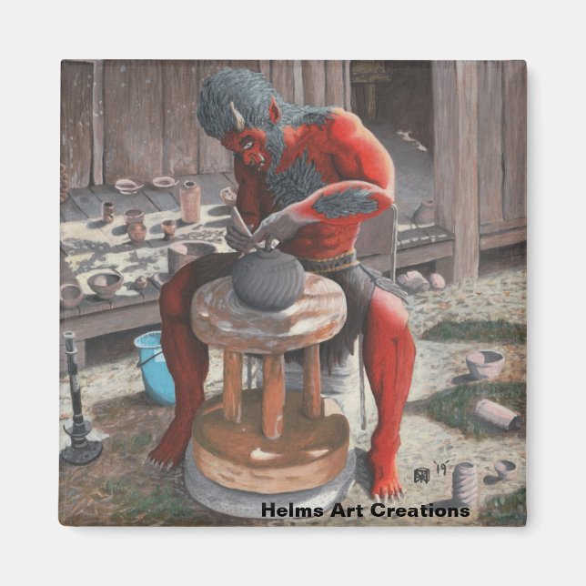 Íman Ogre Usando Magneta De Botão De Arte De Fantasia D (Frente)