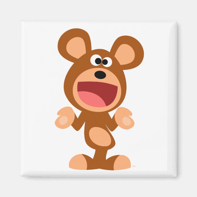 Íman "Oh bem..." Empurrando o ímã do Urso de Cartoon (Frente)