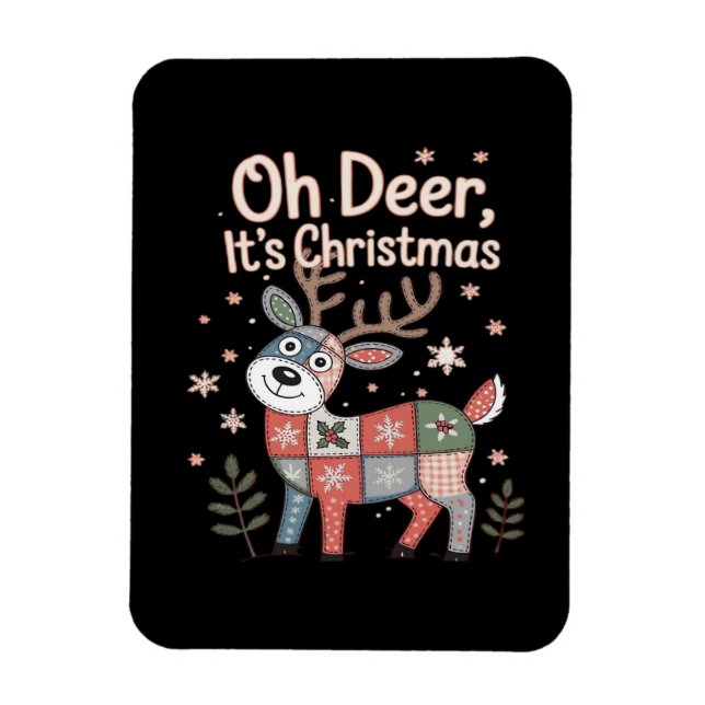 Íman Oh Deer Its Christmas Miniature Patchwork Squares (Vertical)