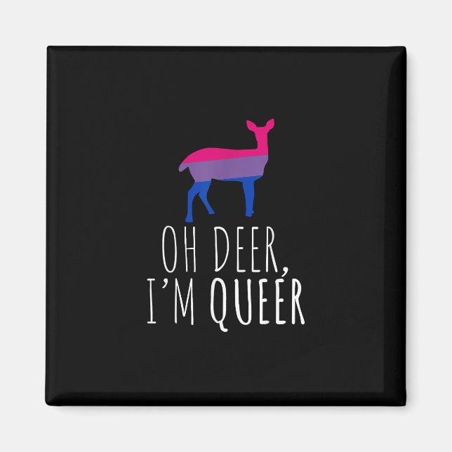 Íman Oh Deer Queer Bisexual Pride Gay Lesbian Design  (Frente)