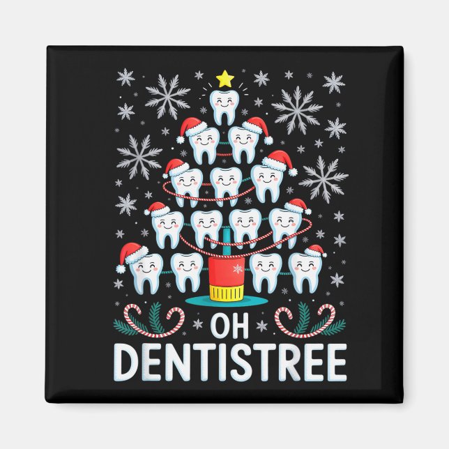 Íman Oh Dentistree - Funny Christmas Tree Dental Hygien (Frente)