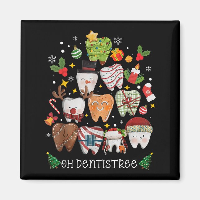 Íman Oh Dentistree Merry Christmas Dental Funny Teeth T (Frente)