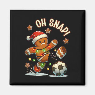 Íman Oh Snap Homemem de gengibre de Natal Futebol