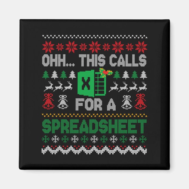 Íman Oh This Calls For A Spreadsheet Ugly Christmas Swe (Frente)