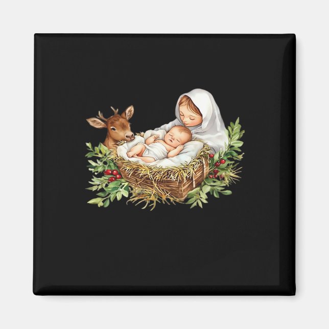 Íman Oh Veado Cena de Natal de Maria Jesus Natal  (Frente)