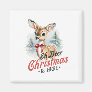 Íman Oh Veado O Natal Está Aqui Cute Mbi Animal Vintage