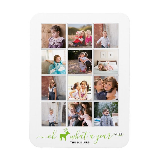 Íman Oh veado que ano de revisão foto colagem verde (Vertical)