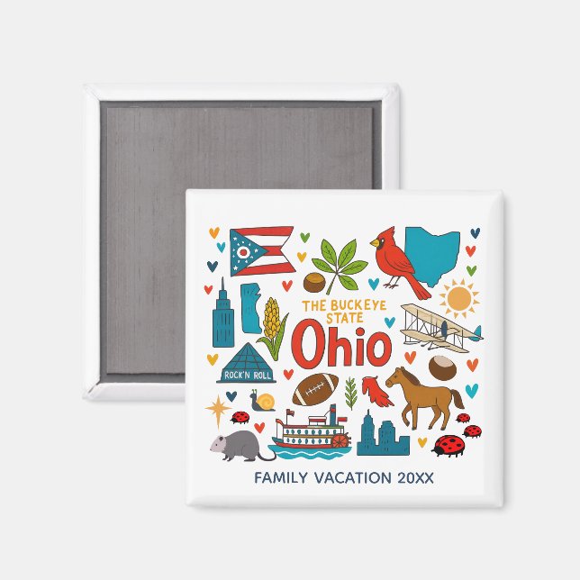 Íman Ohio Family Trip Keepsake Personalized (Front/Back)