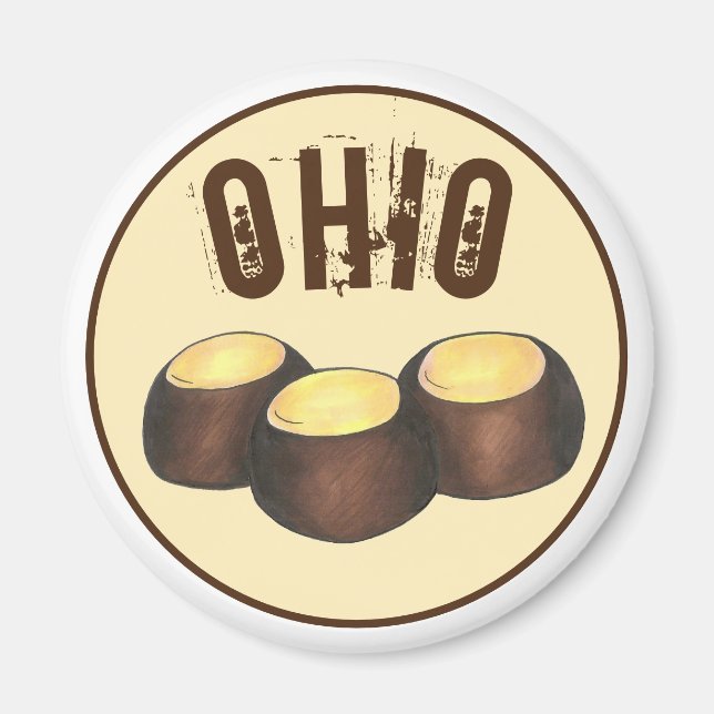 Íman Ohio OH Peanut Butter Buckeye Buck Eye Nut Candy (Frente)
