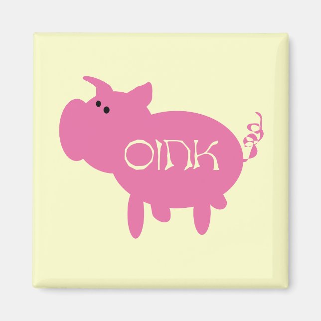 Íman Oink camiseta e presentes cor-de-rosa do porco (Frente)
