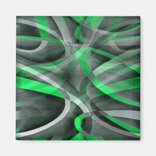 Íman Oitenta Chic Suculento Verde e Cinza Abstrato Pa