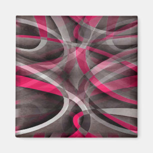 Íman Oito Rosas Rosa e Cinza Funky Pattern