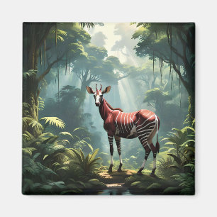 Íman Okapi Na Floresta Tropical (Zebra Giraffe)