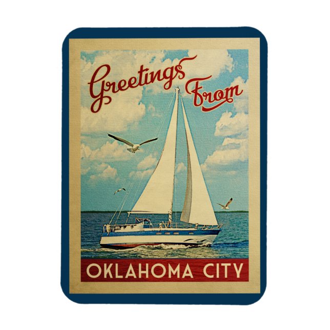 Íman Oklahoma City Magnet Sailboat Vintage Oklahoma (Vertical)