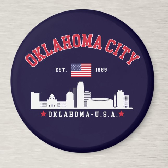 Íman Oklahoma City Skyline & Flag Souvenir  (Criador carregado)