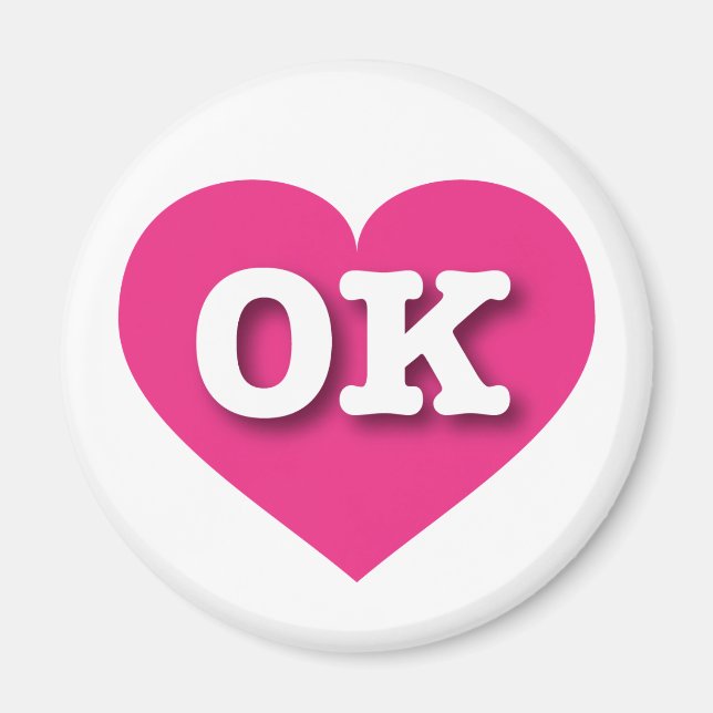 Íman Oklahoma Hot Pink Heart - Eu amo OK (Frente)