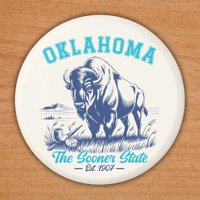 Íman Oklahoma The Sooner State - Bison Art Design (Criador carregado)