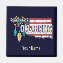 Íman Oklahoma United States Retro Map Vintage EUA