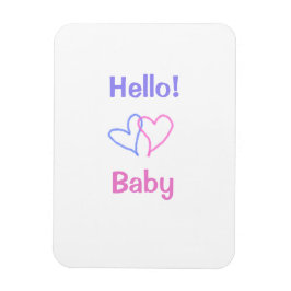 Íman Olá bebê rosa roxo coração aquarela boho