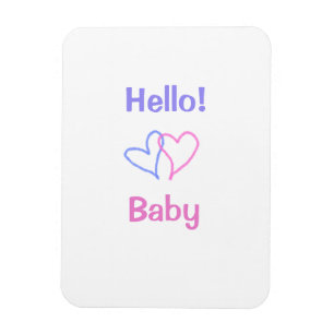 Íman Olá bebê rosa roxo coração aquarela boho