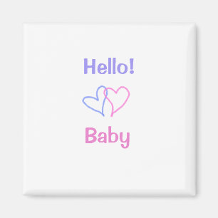 Íman Olá bebê rosa roxo coração aquarela boho