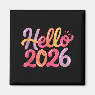 Íman Olá Celebração do Ano Novo 2026 Divertida Colorida