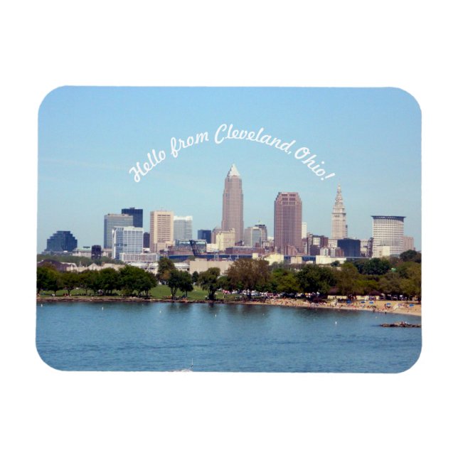 Íman Olá, Cleveland Ohio Lake Skyline Magnet (Horizontal)