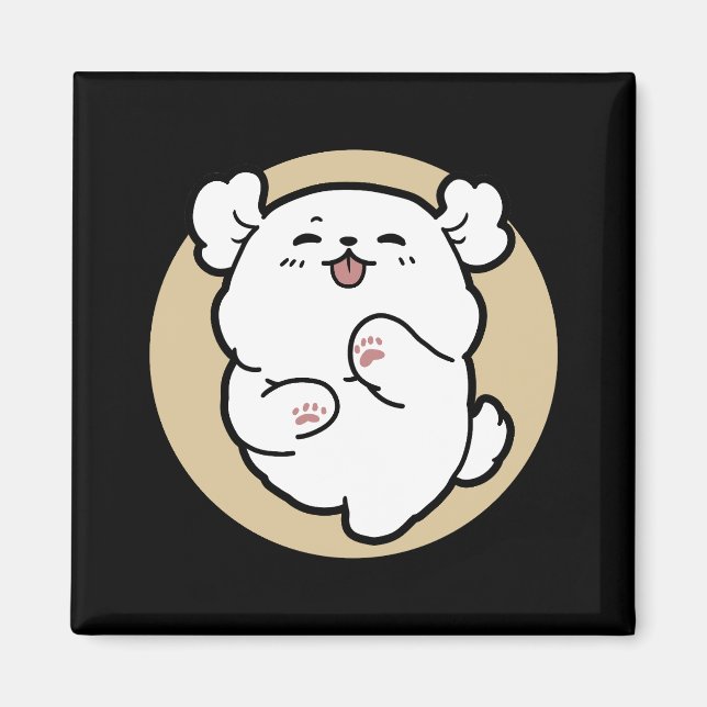 Íman Olá do Lado Barrado - Design de Cachorro Bonito (Frente)