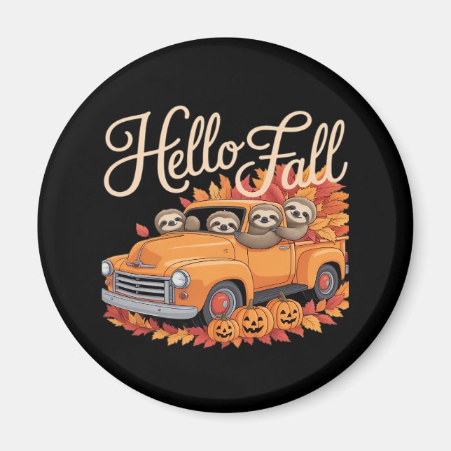 Íman Olá Fall Engraçado Sloth Halloween Bomkin Clássico (Frente)