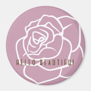 Íman Olá Linda - Rosa Floral Chic Moderno Cor-de-Rosa