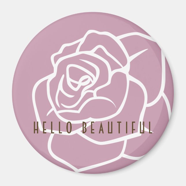 Íman Olá Linda - Rosa Floral Rosa Chic Moderno (Frente)