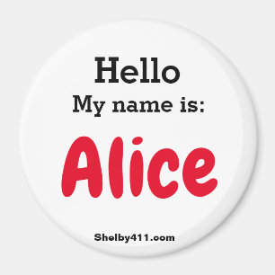 Íman Olá Meu nome é: Imagem de Alice
